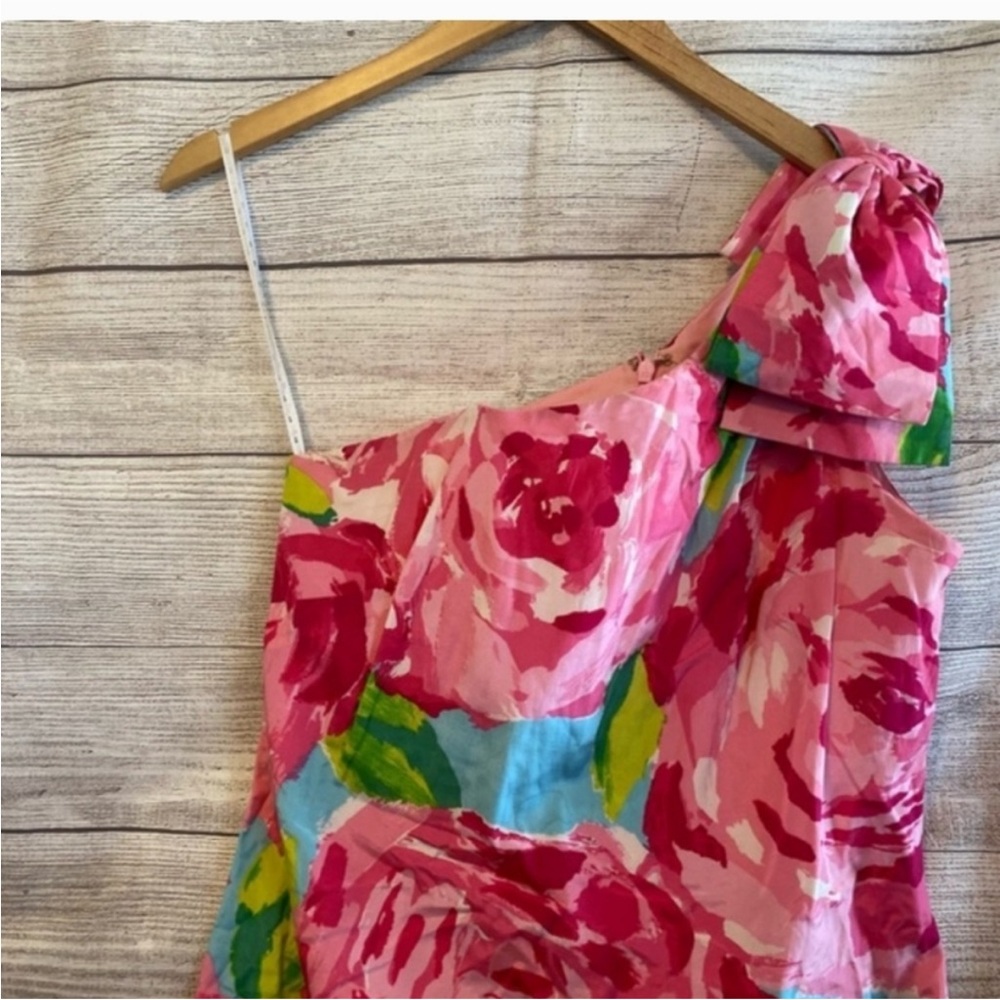 Lilly Pulitzer Pink and Green One-Shoulder Dress - Picture 3 of 6